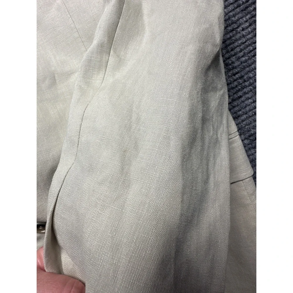 Calvin Klein Sport Coat Mens 41L Beige 100% Linen Two-Button Blazer